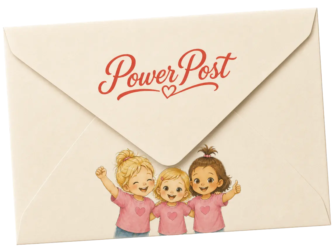 PowerPost: envelop met de Powermeiden Guusje, Anne en Anna